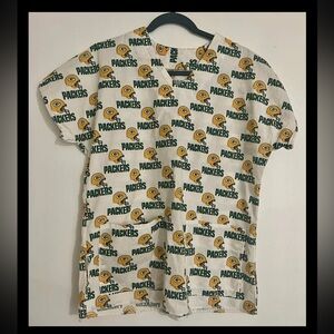 Green Bay Packers Women’s Scrub Top-Handmade; Large